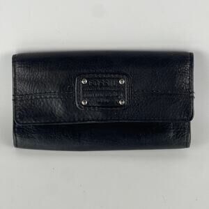 Fossil Black Tri-Fold Leather Wallet 7 x 4 "Long Live Vintage 1954"